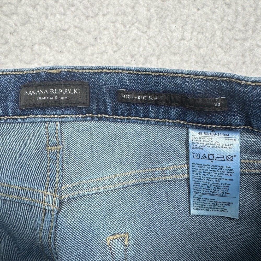 Banana Republic High Rise Slim Stretch Blue Denim Pants Women's 30x27 - Picture 4 of 12